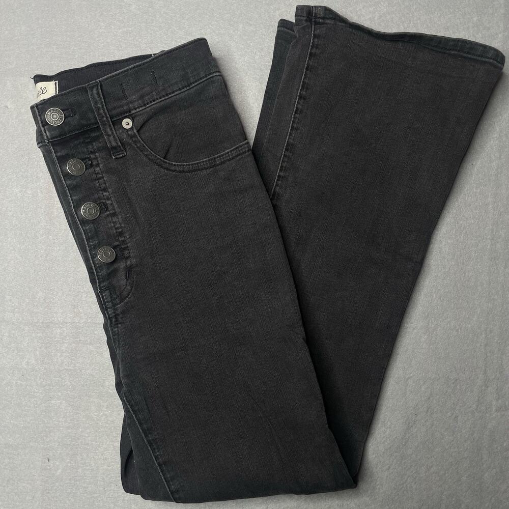 Madewell Cali Demi Boot Jeans Womens 27 Dark Gray Cropped Flare
